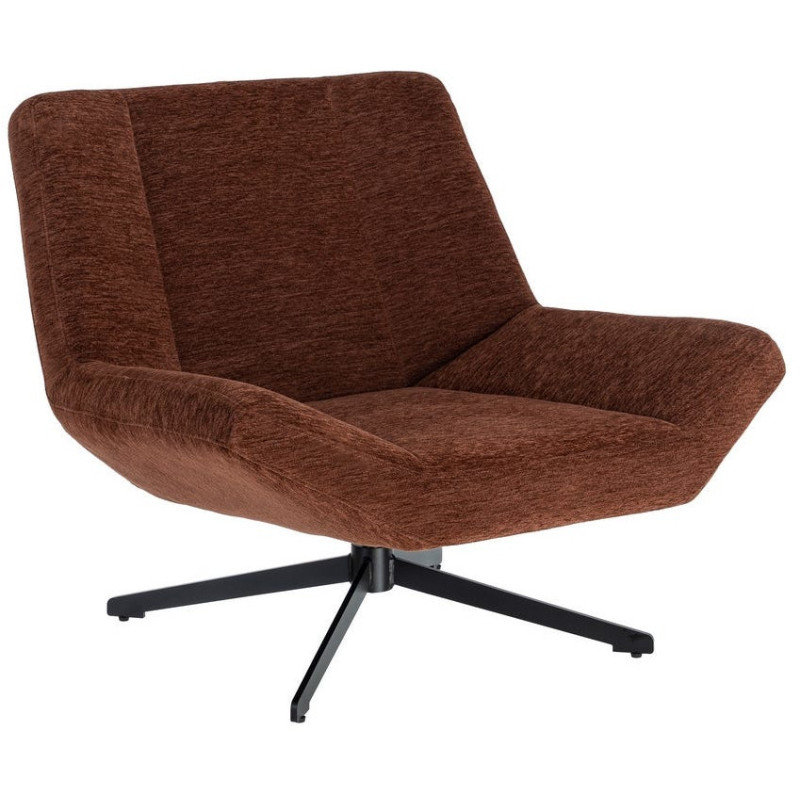 Fauteuil lounge pivotant design inspiration seventies Tissu Marron foncé Métal Noir Sirokko