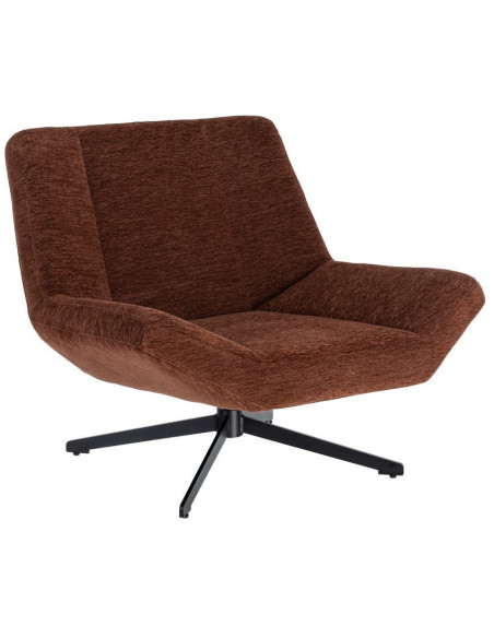 Fauteuil lounge pivotant design inspiration seventies Tissu Marron foncé Métal Noir Sirokko