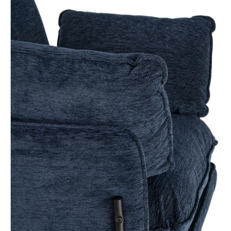 Fauteuil lounge design rétro seventies Tissu Bleu Métal Kandor 