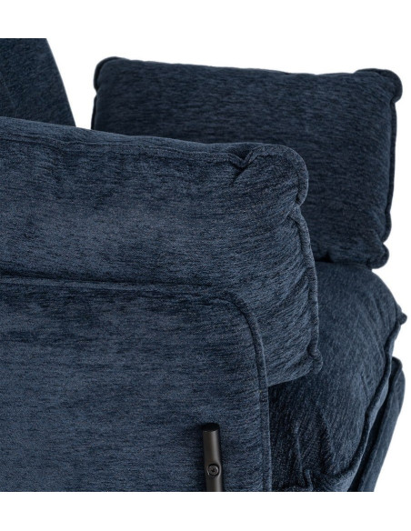 Fauteuil lounge design rétro seventies Tissu Bleu Métal Kandor 