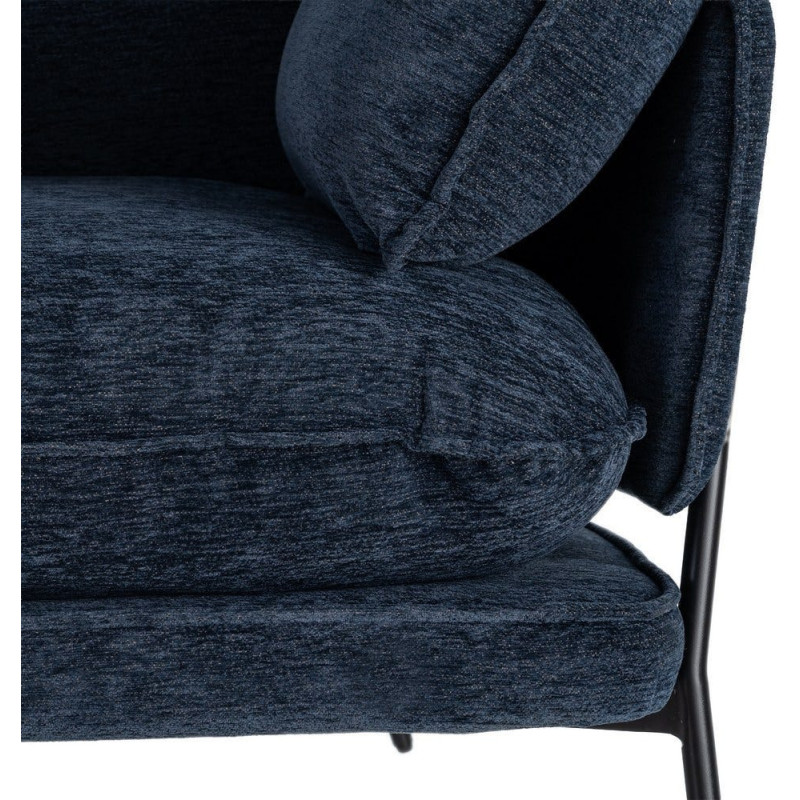 Fauteuil lounge design rétro seventies Tissu Bleu Métal Kandor 