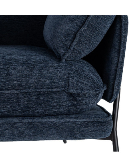 Fauteuil lounge design rétro seventies Tissu Bleu Métal Kandor 