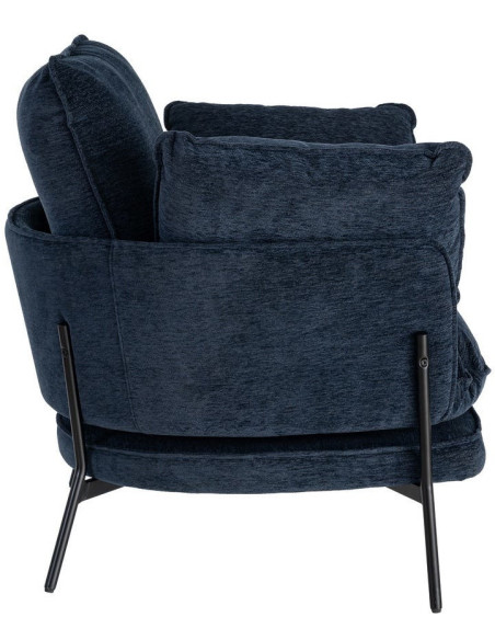 Fauteuil lounge design rétro seventies Tissu Bleu Métal Kandor 
