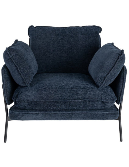 Fauteuil lounge design rétro seventies Tissu Bleu Métal Kandor 