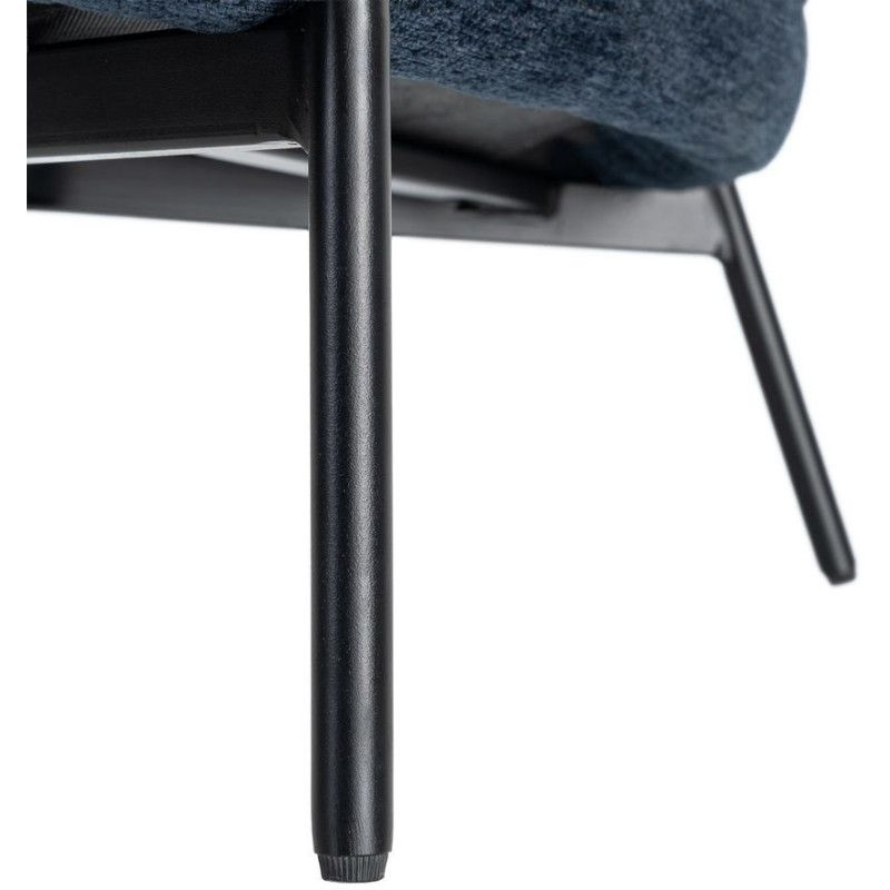 Fauteuil lounge design rétro seventies Tissu Bleu Métal Kandor 