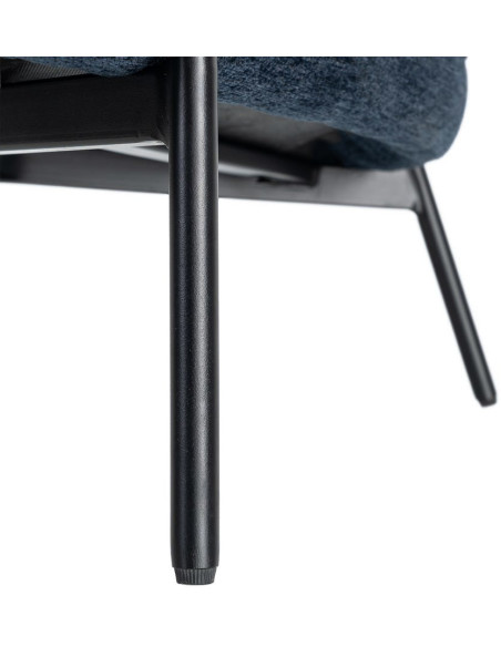 Fauteuil lounge design rétro seventies Tissu Bleu Métal Kandor 