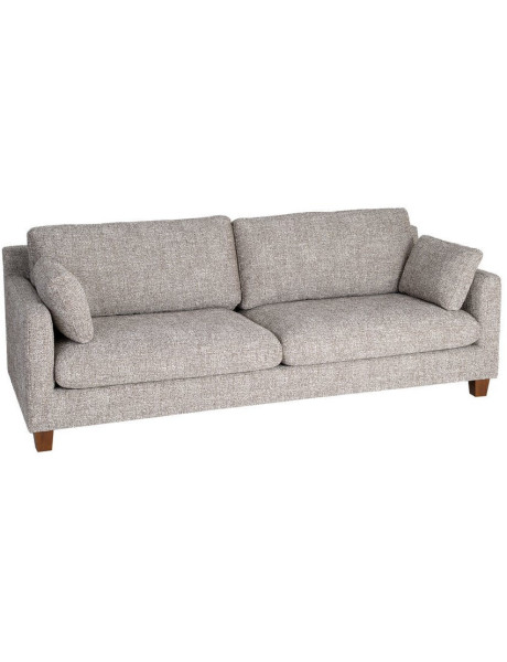 Grand Canapé minimaliste esprit scadinave Droit 3 places 221 cm Tissu chiné texturé Gris foncé Bois d'hévéa Seloriado 