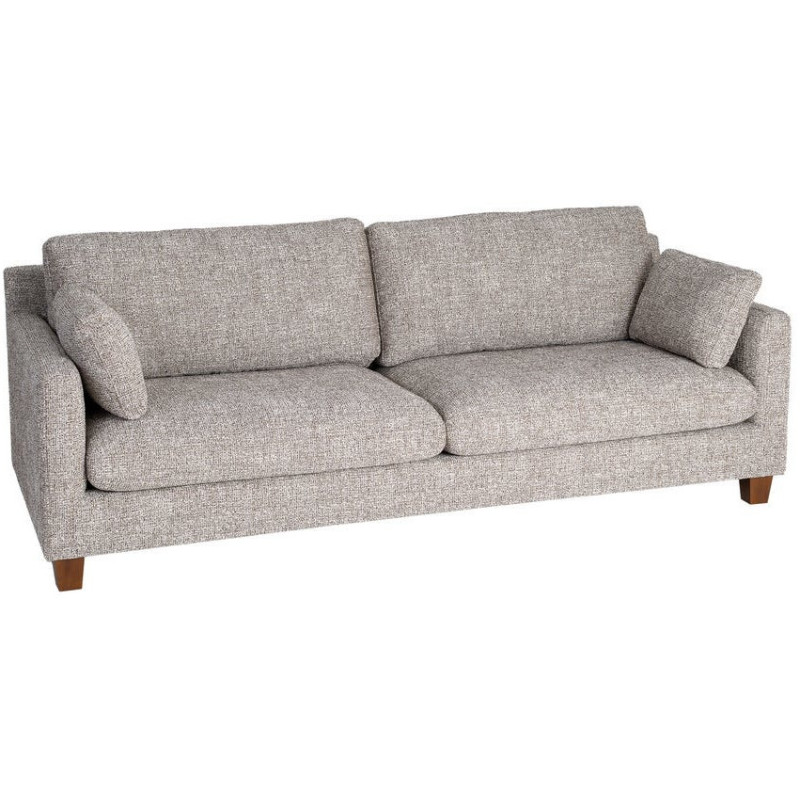 Grand Canapé minimaliste esprit scadinave Droit 3 places 221 cm Tissu chiné texturé Gris foncé Bois d'hévéa Seloriado 