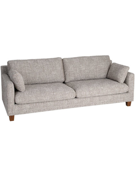 Grand Canapé minimaliste esprit scadinave Droit 3 places 221 cm Tissu chiné texturé Gris foncé Bois d'hévéa Seloriado 