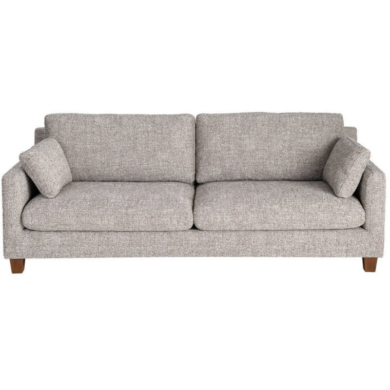 Grand Canapé minimaliste esprit scadinave Droit 3 places 221 cm Tissu chiné texturé Gris foncé Bois d'hévéa Seloriado 