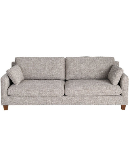 Grand Canapé minimaliste esprit scadinave Droit 3 places 221 cm Tissu chiné texturé Gris foncé Bois d'hévéa Seloriado 