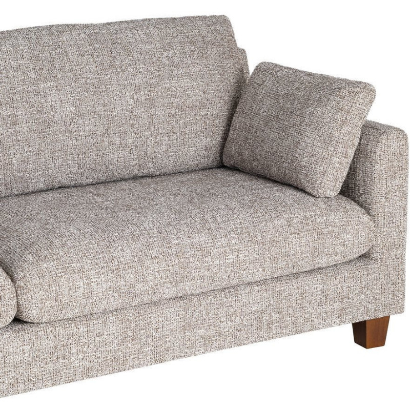 Grand Canapé minimaliste esprit scadinave Droit 3 places 221 cm Tissu chiné texturé Gris foncé Bois d'hévéa Seloriado 