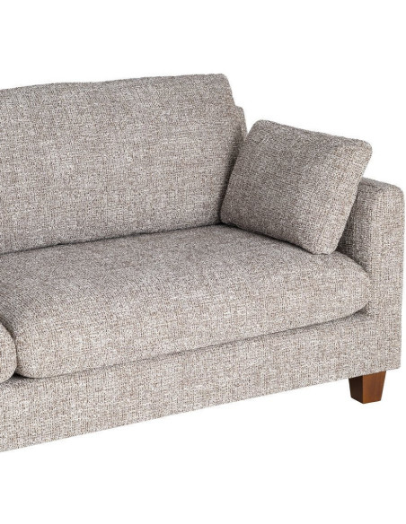 Grand Canapé minimaliste esprit scadinave Droit 3 places 221 cm Tissu chiné texturé Gris foncé Bois d'hévéa Seloriado 