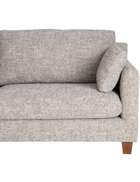 Grand Canapé minimaliste esprit scadinave Droit 3 places 221 cm Tissu chiné texturé Gris foncé Bois d'hévéa Seloriado 