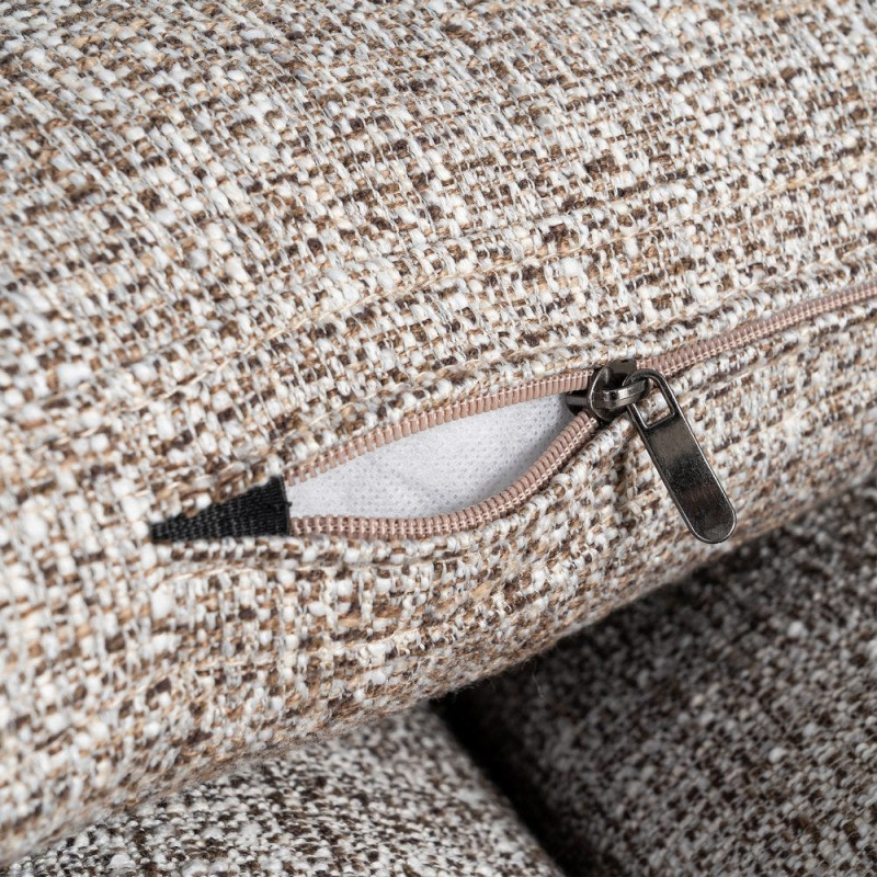 Grand Canapé minimaliste esprit scadinave Droit 3 places 221 cm Tissu chiné texturé Gris foncé Bois d'hévéa Seloriado 