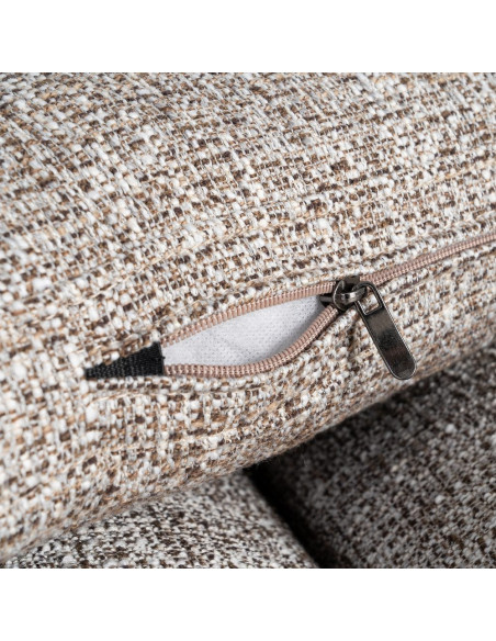 Grand Canapé minimaliste esprit scadinave Droit 3 places 221 cm Tissu chiné texturé Gris foncé Bois d'hévéa Seloriado 