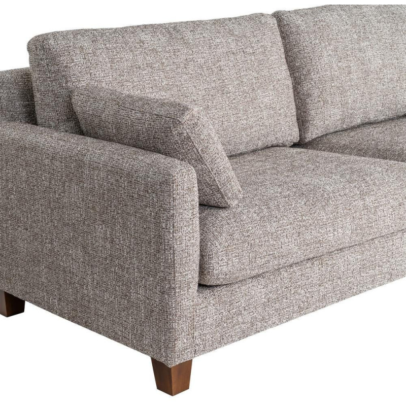 Grand Canapé minimaliste esprit scadinave Droit 3 places 221 cm Tissu chiné texturé Gris foncé Bois d'hévéa Seloriado 