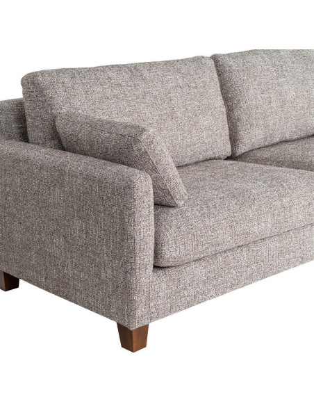 Grand Canapé minimaliste esprit scadinave Droit 3 places 221 cm Tissu chiné texturé Gris foncé Bois d'hévéa Seloriado 