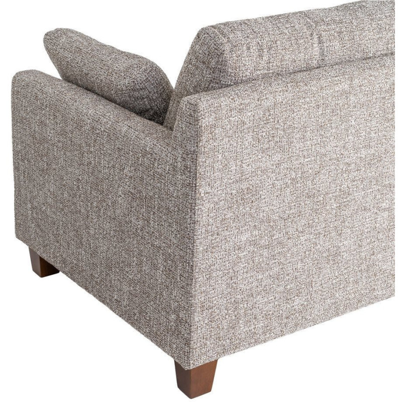 Grand Canapé minimaliste esprit scadinave Droit 3 places 221 cm Tissu chiné texturé Gris foncé Bois d'hévéa Seloriado 