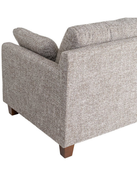 Grand Canapé minimaliste esprit scadinave Droit 3 places 221 cm Tissu chiné texturé Gris foncé Bois d'hévéa Seloriado 