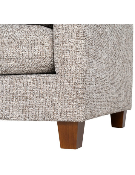 Grand Canapé minimaliste esprit scadinave Droit 3 places 221 cm Tissu chiné texturé Gris foncé Bois d'hévéa Seloriado 