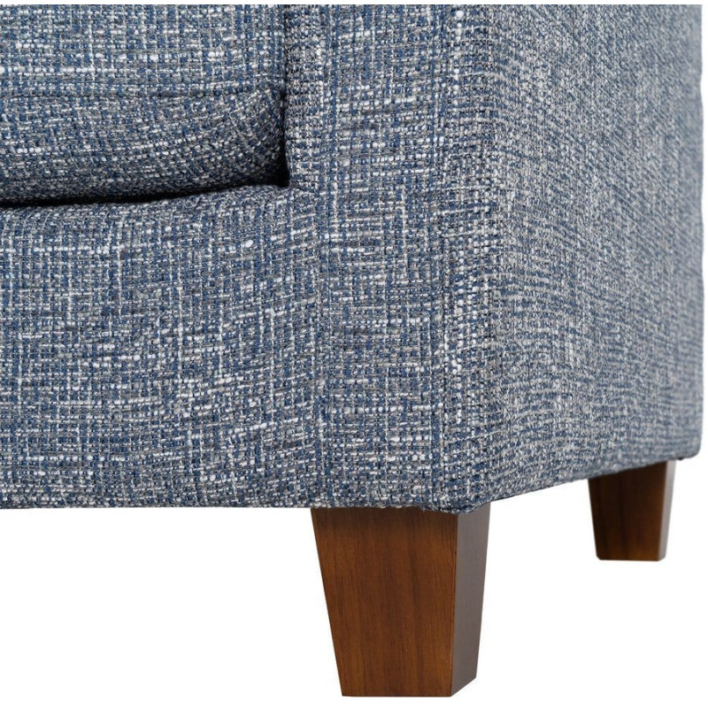 Grand Canapé minimaliste esprit scadinave Droit 3 places 221 cm Tissu chiné texturé Bleu Bois d'hévéa Seloriado 