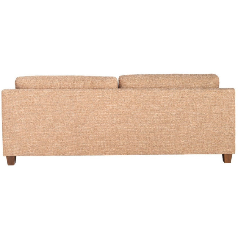 Grand Canapé minimaliste esprit scadinave Droit 3 places 221 cm Tissu chiné texturé Ocre Bois d'hévéa Seloriado 