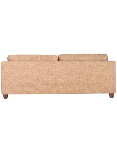 Grand Canapé minimaliste esprit scadinave Droit 3 places 221 cm Tissu chiné texturé Ocre Bois d'hévéa Seloriado 