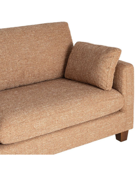 Grand Canapé minimaliste esprit scadinave Droit 3 places 221 cm Tissu chiné texturé Ocre Bois d'hévéa Seloriado 
