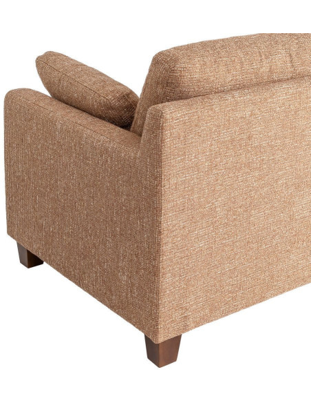 Grand Canapé minimaliste esprit scadinave Droit 3 places 221 cm Tissu chiné texturé Ocre Bois d'hévéa Seloriado 