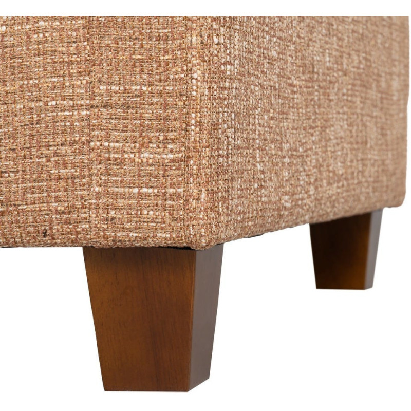 Grand Canapé minimaliste esprit scadinave Droit 3 places 221 cm Tissu chiné texturé Ocre Bois d'hévéa Seloriado 