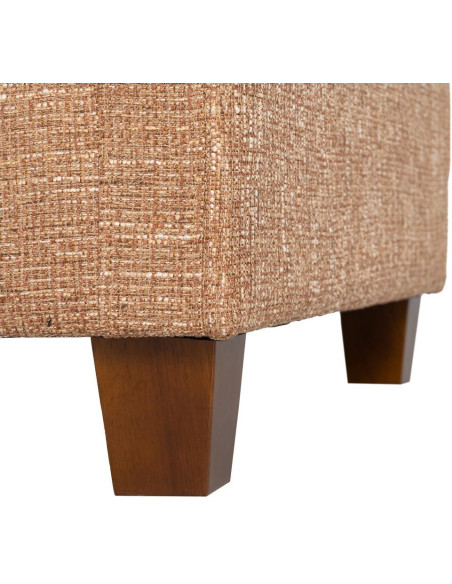 Grand Canapé minimaliste esprit scadinave Droit 3 places 221 cm Tissu chiné texturé Ocre Bois d'hévéa Seloriado 
