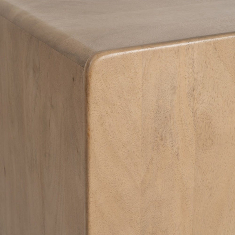 Buffet tv japandi minimaliste lignes douces Bas 3 portes 160 cm Bois de manguier Naturel Emorio 