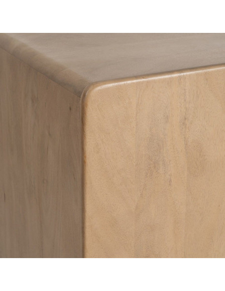 Buffet tv japandi minimaliste lignes douces Bas 3 portes 160 cm Bois de manguier Naturel Emorio 