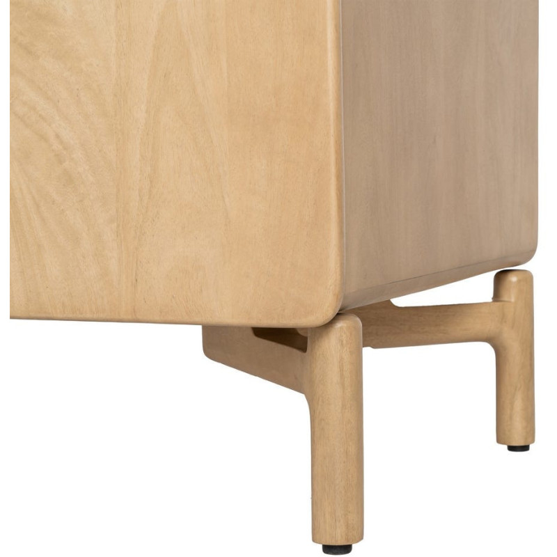 Buffet tv japandi minimaliste lignes douces Bas 3 portes 160 cm Bois de manguier Naturel Emorio 