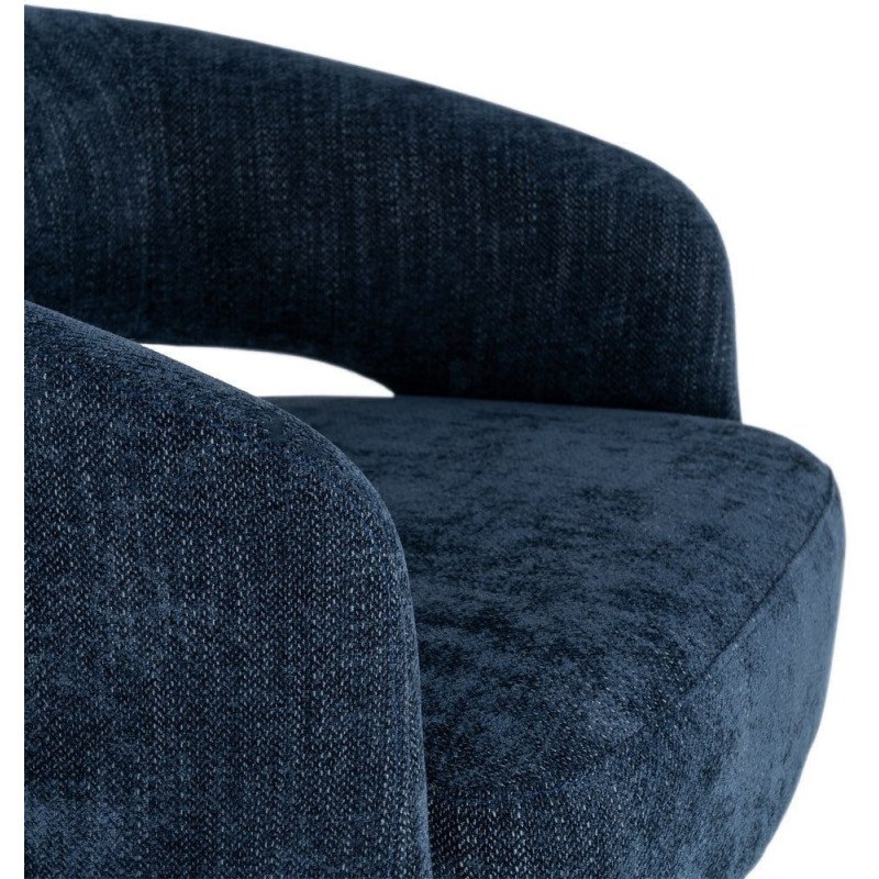 Fauteuil pivotant rétro chic Tissu Bleu Bois MDF Métal Novario 
