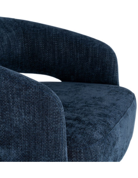 Fauteuil pivotant rétro chic Tissu Bleu Bois MDF Métal Novario 
