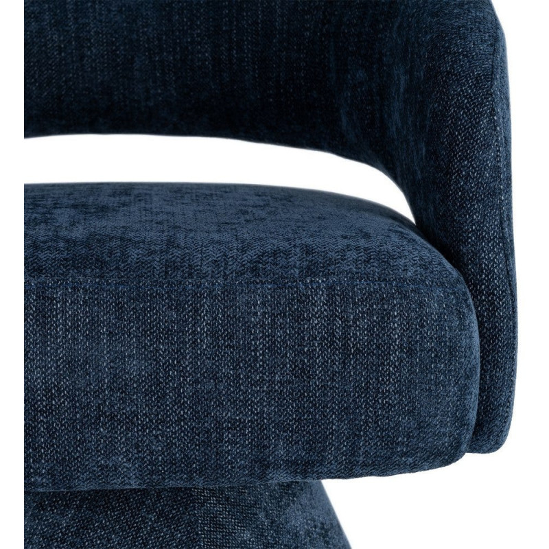 Fauteuil pivotant rétro chic Tissu Bleu Bois MDF Métal Novario 