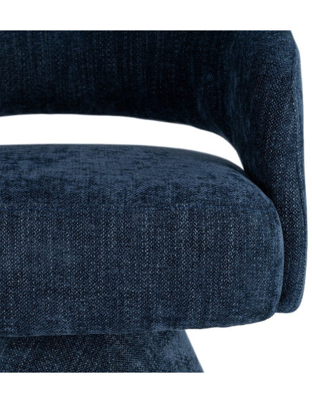 Fauteuil pivotant rétro chic Tissu Bleu Bois MDF Métal Novario 