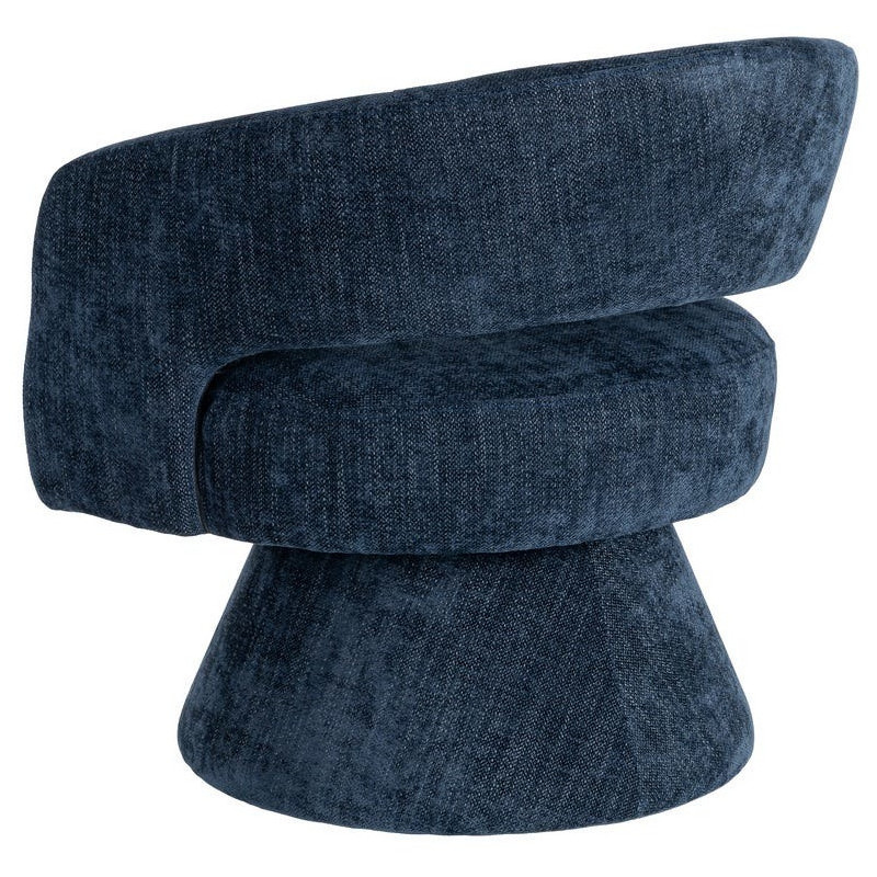 Fauteuil pivotant rétro chic Tissu Bleu Bois MDF Métal Novario 