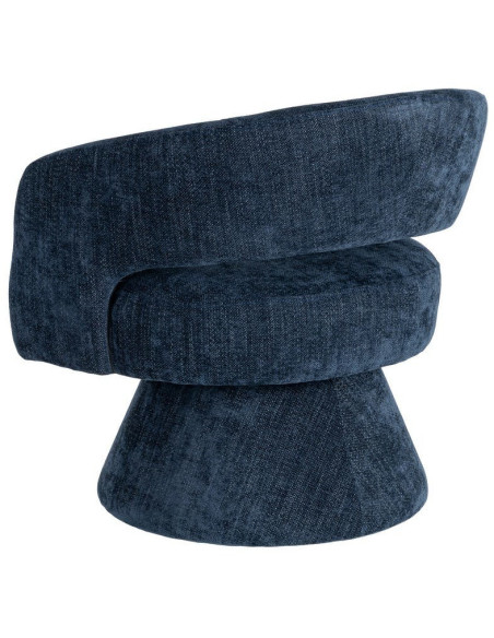 Fauteuil pivotant rétro chic Tissu Bleu Bois MDF Métal Novario 