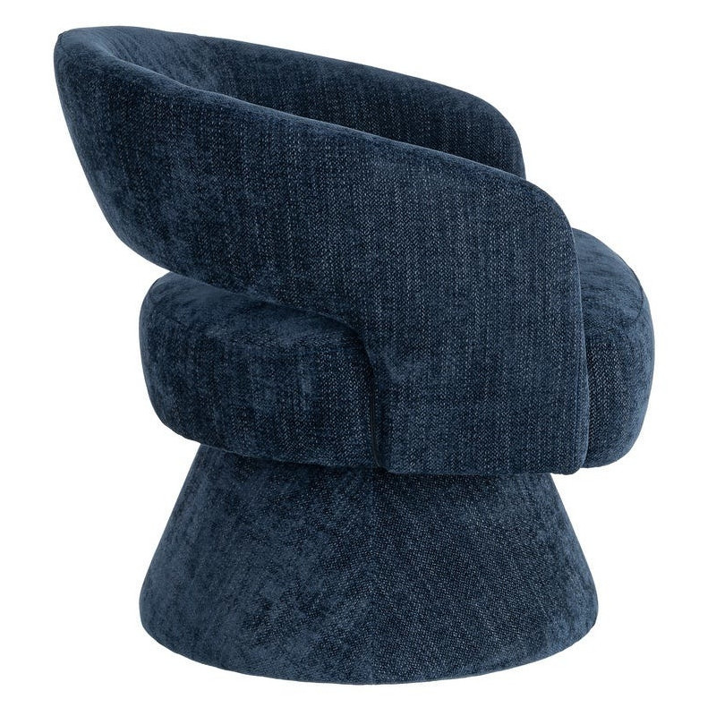 Fauteuil pivotant rétro chic Tissu Bleu Bois MDF Métal Novario 