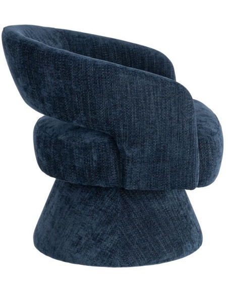 Fauteuil pivotant rétro chic Tissu Bleu Bois MDF Métal Novario 