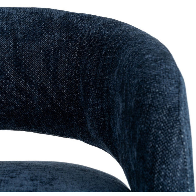 Fauteuil pivotant rétro chic Tissu Bleu Bois MDF Métal Novario 