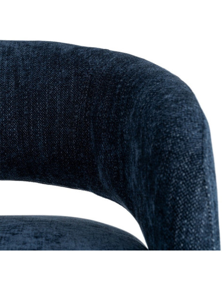 Fauteuil pivotant rétro chic Tissu Bleu Bois MDF Métal Novario 