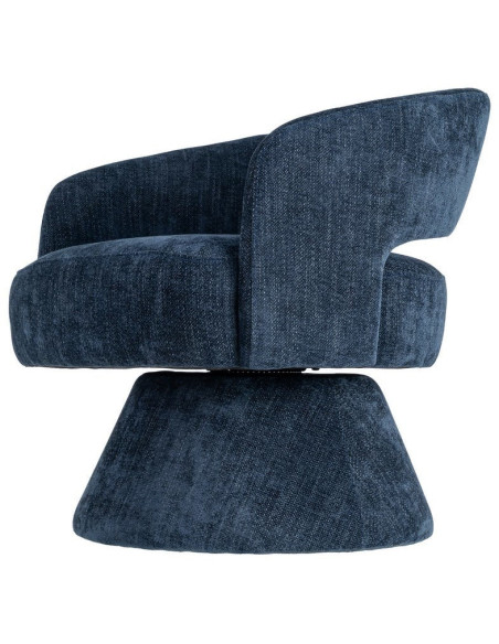 Fauteuil pivotant rétro chic Tissu Bleu Bois MDF Métal Novario 