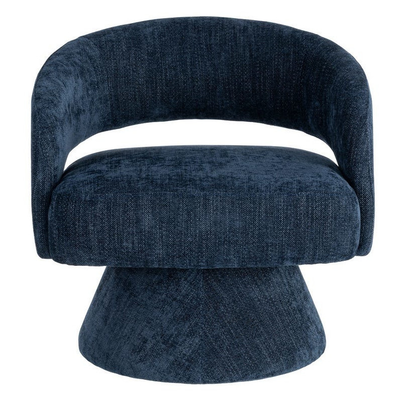 Fauteuil pivotant rétro chic Tissu Bleu Bois MDF Métal Novario 