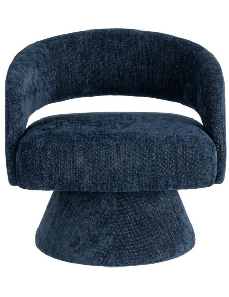 Fauteuil pivotant rétro chic Tissu Bleu Bois MDF Métal Novario 