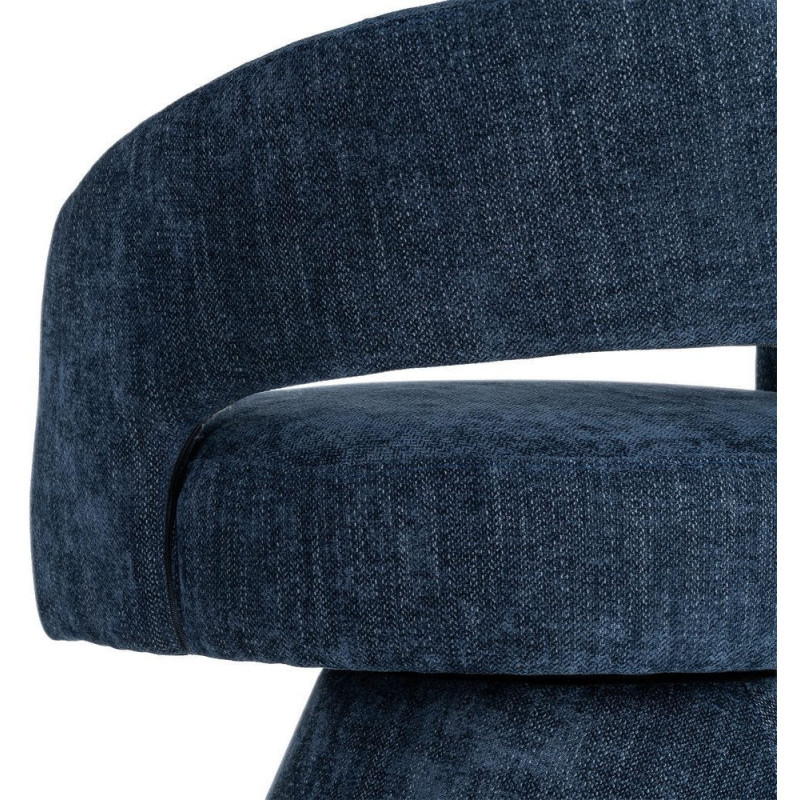 Fauteuil pivotant rétro chic Tissu Bleu Bois MDF Métal Novario 