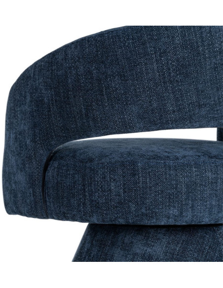 Fauteuil pivotant rétro chic Tissu Bleu Bois MDF Métal Novario 